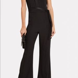 Intermix Maeve One-shoulder Crepe Jumpsuit In Black